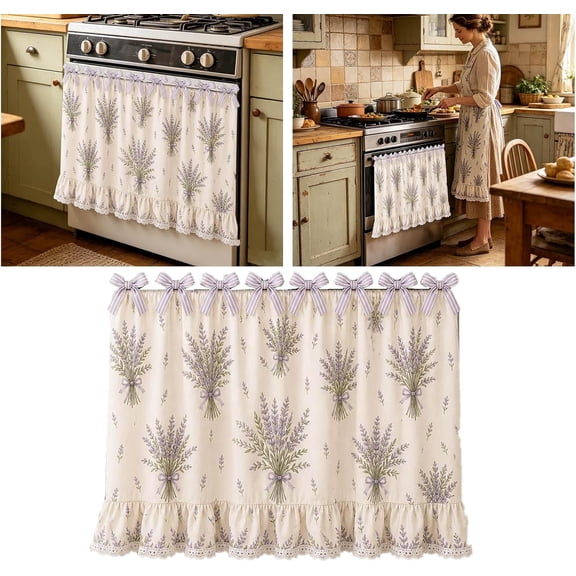Cotton Blend Stove Skirt with Lace Ruffle Trim, Heat Resistant