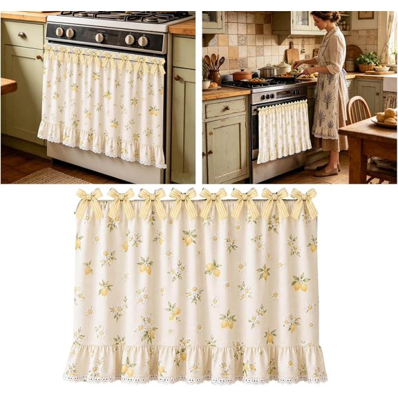Cotton Blend Stove Skirt with Lace Ruffle Trim, Heat Resistant