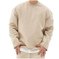 thumbnail image 1 of Cotton Blend Sweatshirts for Men No Hood Long Sleeve Crewneck Shirts Mens Casual Solid Pullover Basic Loungewear Athletic Workout Sweatshirt Tops, 1 of 4