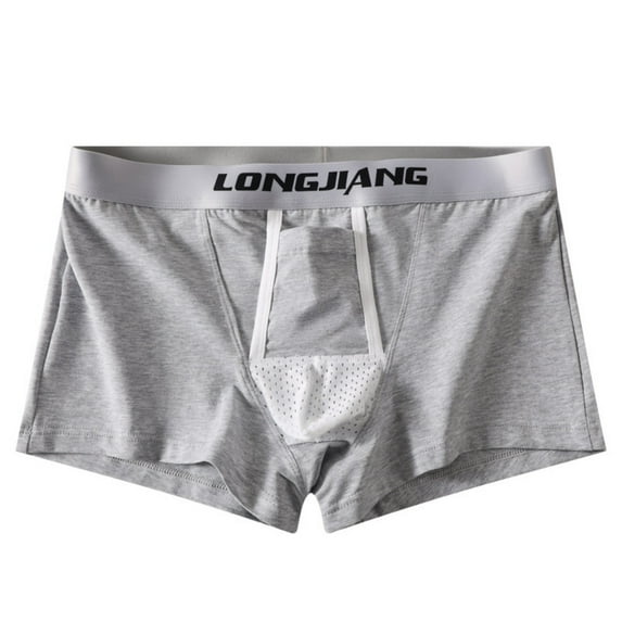 Cotton-Blend Underwear for Men Boxers with Fold Front High Waisted Solid Color Stretchy Comfort Breathable Support Athletic Workout Boxers