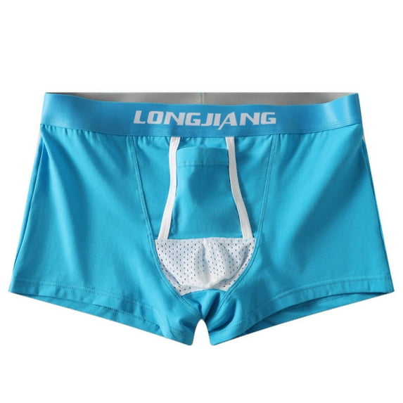 Cotton-Blend Underwear for Men Boxers with Fold Front High Waisted Solid Color Stretchy Comfort Breathable Support Athletic Workout Boxers