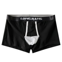 Cotton-Blend Underwear for Men Boxers with Fold Front High Waisted Solid Color Stretchy Comfort Breathable Support Athletic Workout Boxers