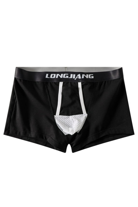 Cotton-Blend Underwear for Men Boxers with Fold Front High Waisted Solid Color Stretchy Comfort Breathable Support Athletic Workout Boxers