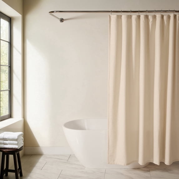 Cotton Blend Waffle Shower Curtain by Comfort Canopy, 72" x 72", Natural