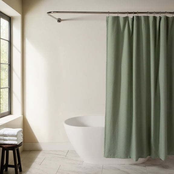 Cotton Blend Waffle Texture Shower Curtain