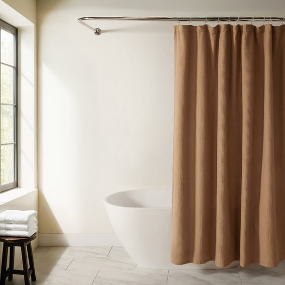 Cotton Blend Waffle Texture Shower Curtain