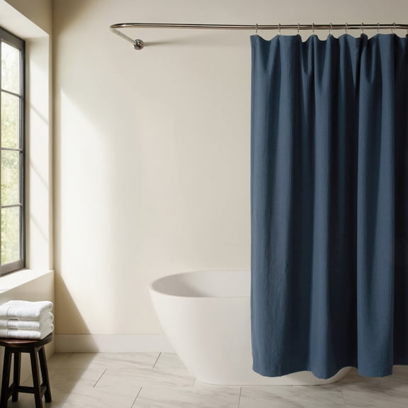 Cotton Blend Waffle Texture Shower Curtain