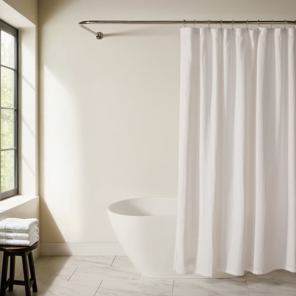 Cotton Blend Waffle Texture Shower Curtain