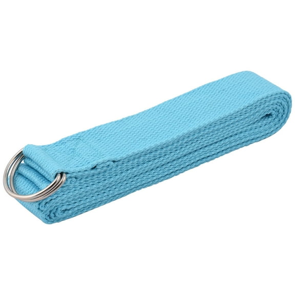 REGALWOVEN Cotton Blends D Shape Loop Stretching Exercise Yoga Strap Belt Blue 3.2M Length