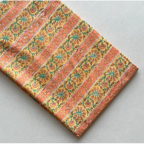 Cotton Block Print Sewing Fabric Boho Hand Dyed Dress Crafting Fabric(1.0 Y)(HB2239)