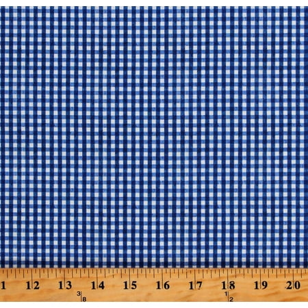 Cotton Blue Gingham Checks Checkered Plaid Squares American Farm Coordinate Cotton Fabric Print by the Yard (AFAR-4504-B)