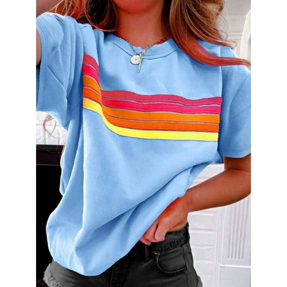 Cotton Blue Raglan Short Sleeve Sweatshirt