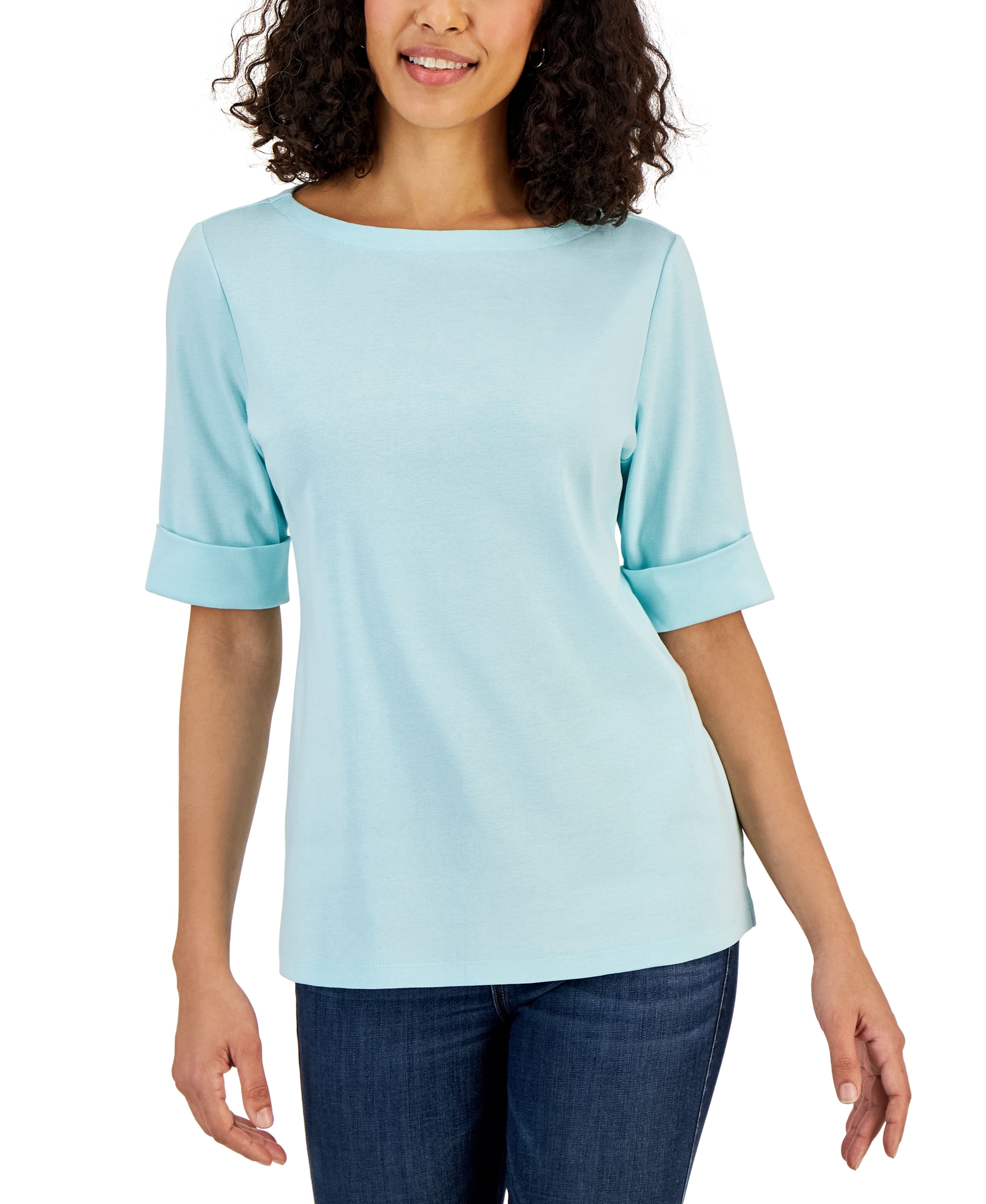 Charter Womens Pima Cotton Boatneck Top Blue main image 1