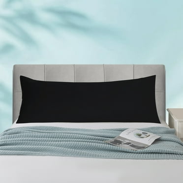 Cotton Body Pillow Case with Zipper Long Body Pillow Cover for Adult for Bed Clearance, Black, 20"x54"