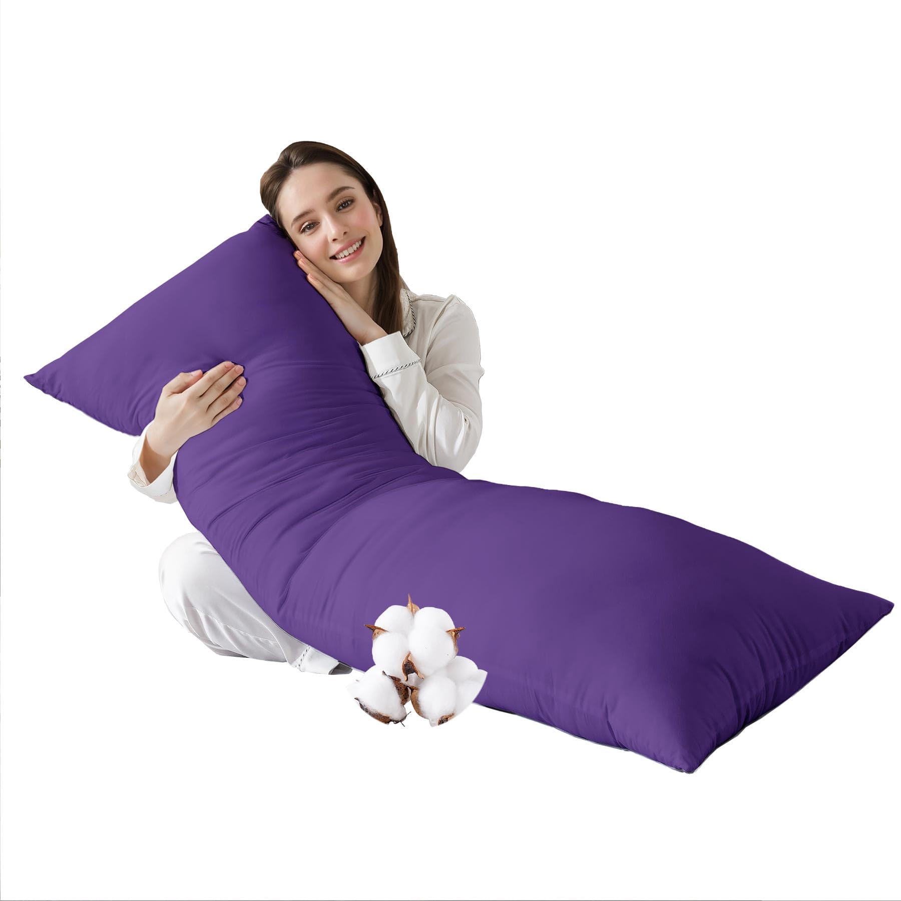 Cotton Body Pillow Insert Cooling Breathable Full Body Pillow for Side Sleepers Soft Long Bed Pillow for Adults 20 x 54 Inch Black