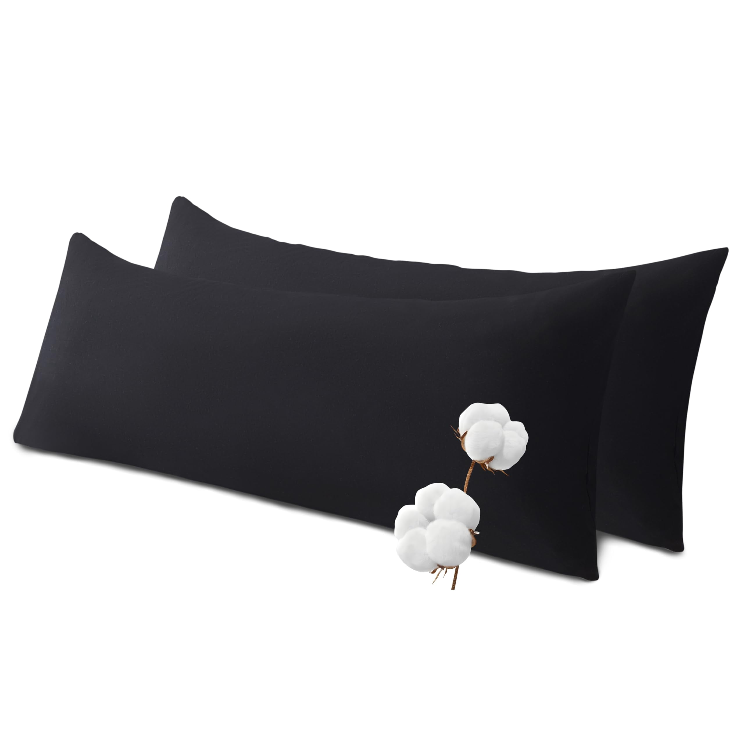 Cotton Body Pillow Insert Cooling Breathable Full Body Pillow for Side Sleepers Soft Long Bed Pillow for Adults 20 x 54 Inch Black