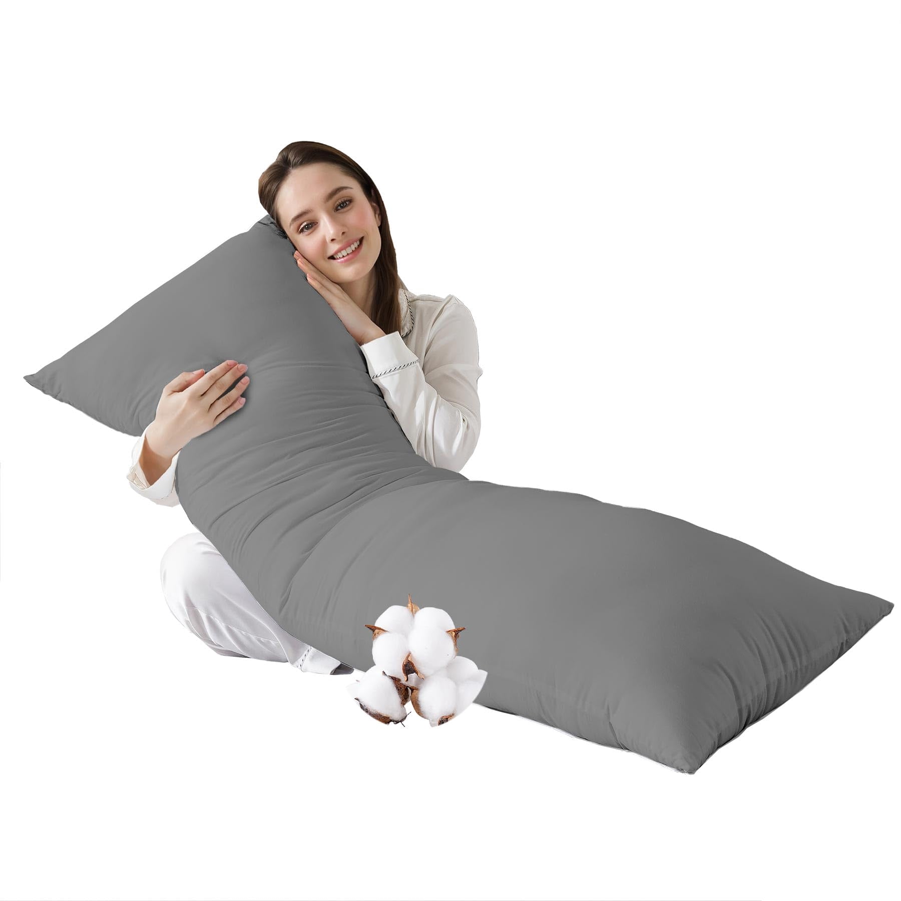 Cotton Body Pillow Insert Cooling Breathable Full Body Pillow for Side Sleepers Soft Long Bed Pillow for Adults 20 x 54 inch