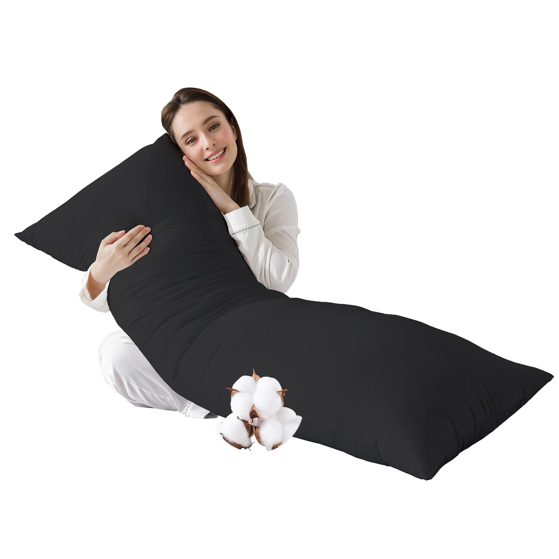 Cotton Body Pillow Insert Cooling Breathable Full Body Pillow for Side Sleepers Soft Long Bed Pillow for Adults 20 x 54 inch