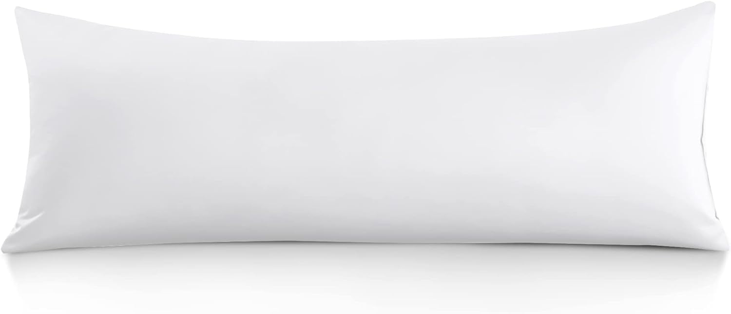 Cotton Body Pillowcase, Moisture Absorbent and Breathable, Premium Hotel Body Pillow Cover for All Seasons, White