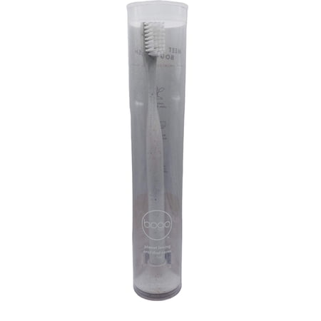 Cotton Bogobrush + Stand Biodegradable Toothbrush with Soft Bristles in Cotton White