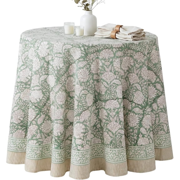 Cotton Boho Rectangle Fall Tablecloth, Handblock Print Table Cloth for Kitchen I Dining Table Linen Fall Décor I Parties Wedding Outdoor Christmas Thanksgiving I Fall