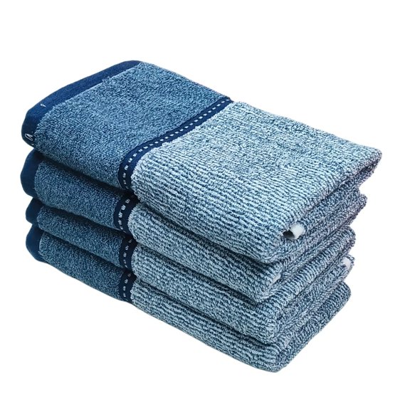 Cotton Bolls Textiles 100% Cotton Extra Large Hand Towels 650 Gsm | Ultra Soft, Highly Absorbent For Gym, Kitchen, Pool, Travel & Home (Blue Stripe) - Set Of 4