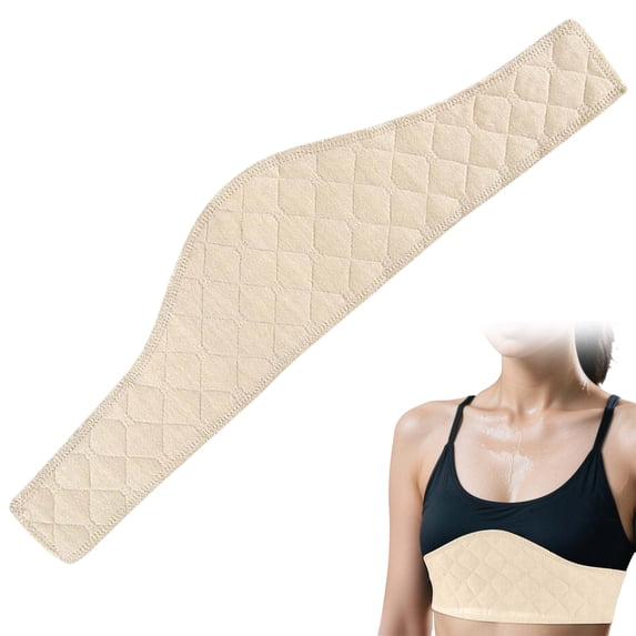 Cotton Boob Bra Towel 3 Layer Reusable Underboob Sweat Absorber Sling Bra Liner for Women White Anti Chafing (Beige 5PCS)