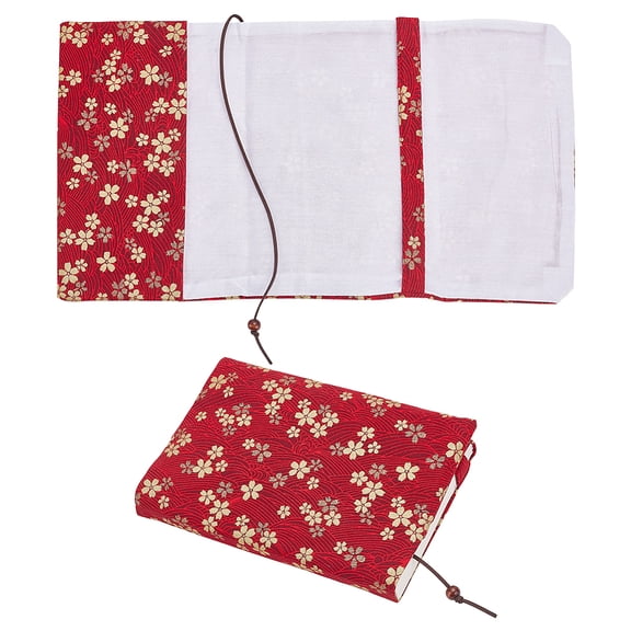 Cotton Book Covers Rectangle Book Wrap Flower Pattern Dark Red 220x147x11mm