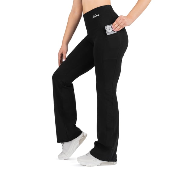 Cotton Bootcut Yoga Pants Size 16, Height: 5'0" - 5'2" | 28" Inseam Black