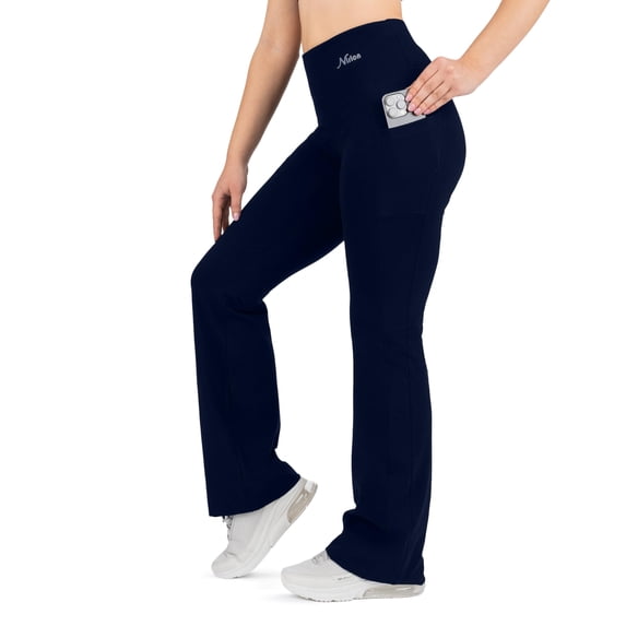 Cotton Bootcut Yoga Pants Size 18, Height: 5'0" - 5'2" | 28" Inseam Navy Blue