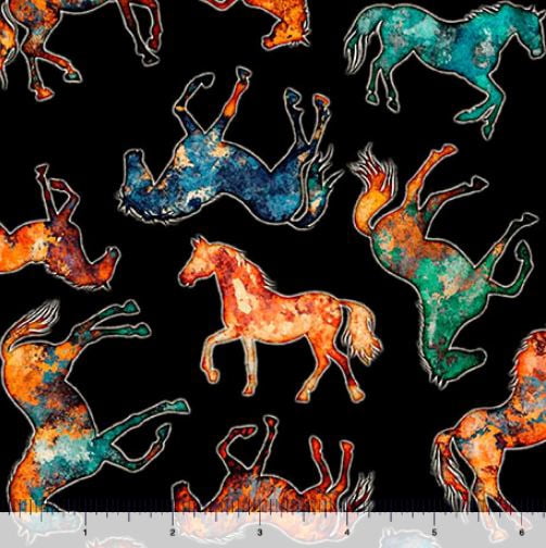 Cotton Born to Run Horse Stallion Wild Western Vintage Rustic Quilting Treasures Cotton Fabric Print by the Yard (2600-31478-J)
