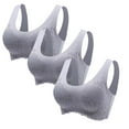 thumbnail image 1 of Cotton Bra Women 3-Pack Tops Bra Wire-Free Underwears Base Vest Style Sports Lingerie V-Neck Convertible Bra Feature Hook and Eye Closure Bralette Bra Style Y-208 , Gray XL, 1 of 7