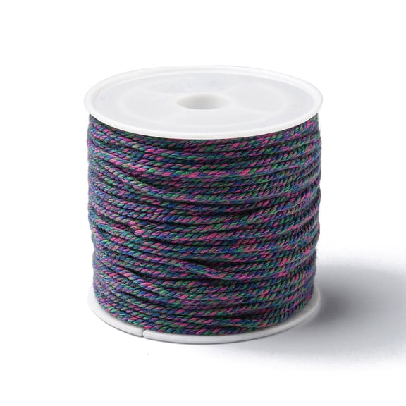 Cotton Braid Thread with Spool Round Dark Slate Blue 1.2mm about 21.87 Yards(20m)/Roll