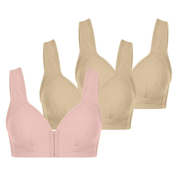 Cotton Bralettes for Women Full-Coverage Bra Feature V-Neck Push-up Bra Style W-1928 Pinks L