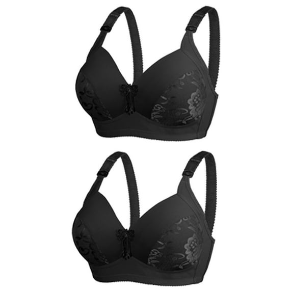 Cotton Bralettes for Women Lightly Lined Bra Feature V-Neck T-Shirt Bra Style W-1345 Black S