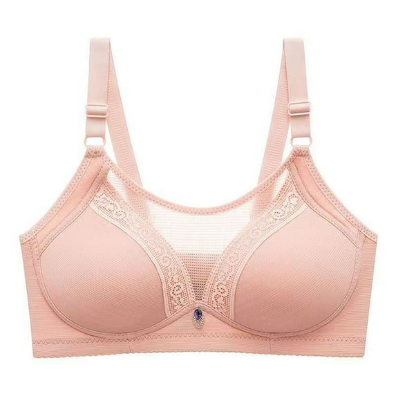 Cotton Bralettes for Women Seamless Bra Feature V-Neck Balconette Bra Style W-1145 Pinks M