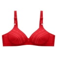 thumbnail image 1 of Cotton Bras Women Bra No Underwire Lace Comfortable Breathable Bras Tops Solid Underwear V-Neck Padded Bra Feature Hook and Eye Closure Training Bra Style Y-331 , Red L, 1 of 2