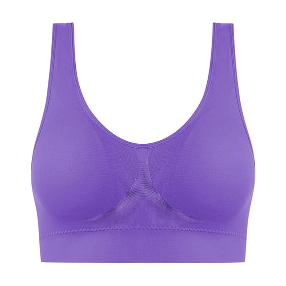 Cotton Bras for Women New Ladies Seamless Comfortable One-Piece No Underwire Vests Breathable Gathering Bra Woman Underwear Seamless Sport Bra Style B-53 Purple