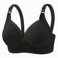 thumbnail image 1 of Cotton Bras for Women Wirefree Front Closure Women's Wireless Push up Bras, V Neck Comfortable Breathable Bralettes Full Cover Padded Smoothing Underwear Bra Black S, 1 of 2