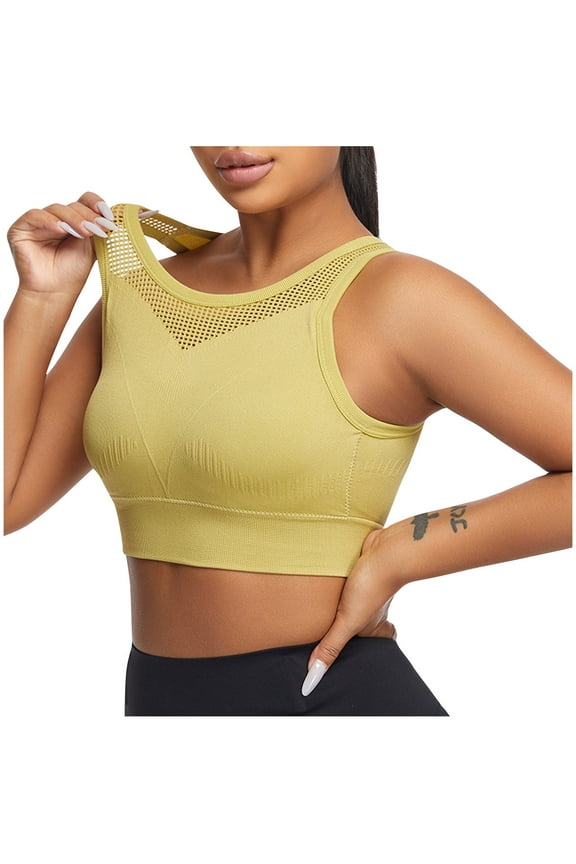 Cotton Bras for Women Plus Size No Underwire Bra Feature V-Neck No Underwire Bra Style W-1494 Hook and Eye Closure Sports Bra Yellow L