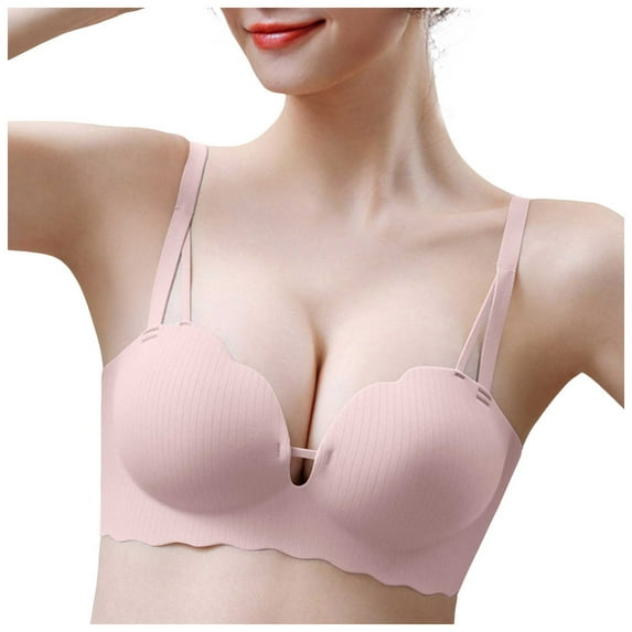 Cotton Bras for Women Wirefree Women's Double Lined Bralettes - Scoop Neck Adjustable Straps Unlined Cami Wireless T-Shirt Everyday Bra