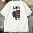 thumbnail image 1 of Cotton Breathable Cat Graphic Hip Hop Tee T Shirt Tops Short Sleeve Round Neck White S-5XL, 1 of 4