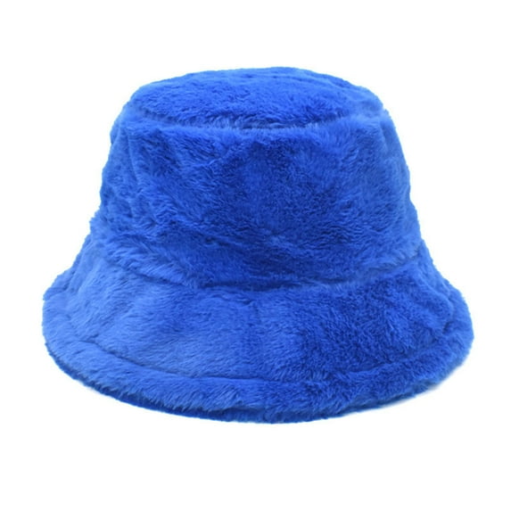 Cotton Bucket Hats for Women Womens Solid Color Winter Thermal Windproof Bucket Fisherman Hat For Women For Girls,Blue Women's Accessories Bucket Hats M