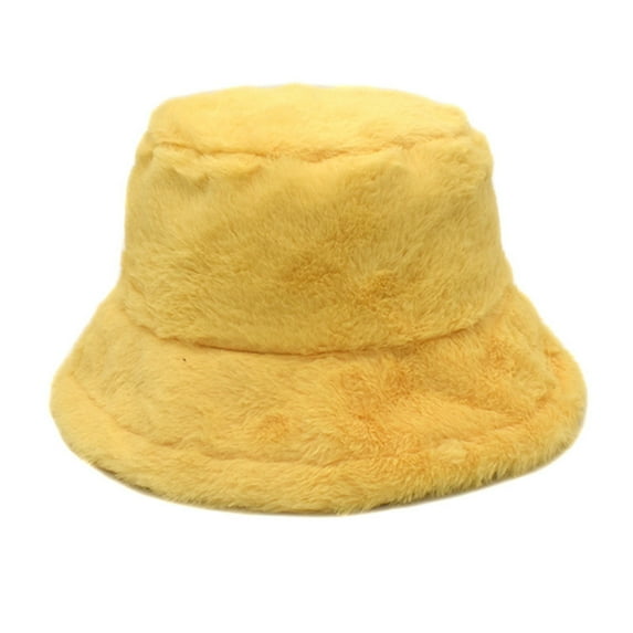 Cotton Bucket Hats for Women Womens Solid Color Winter Thermal Windproof Bucket Fisherman Hat For Women For Girls,Yellow Women's Accessories Bucket Hats M