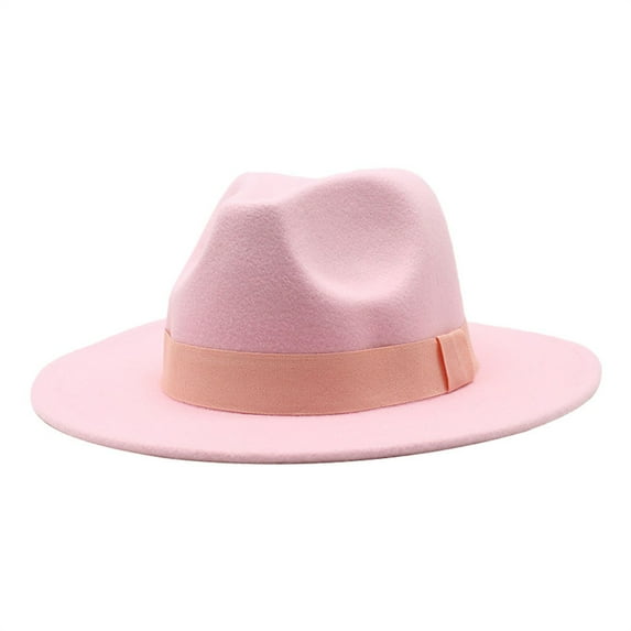 Cotton Bucket Hats for Women Men'S And Women'S Solid Ribbon Bucket Hat Jazz British Hat,Pink Women's Accessories Bucket Hats M