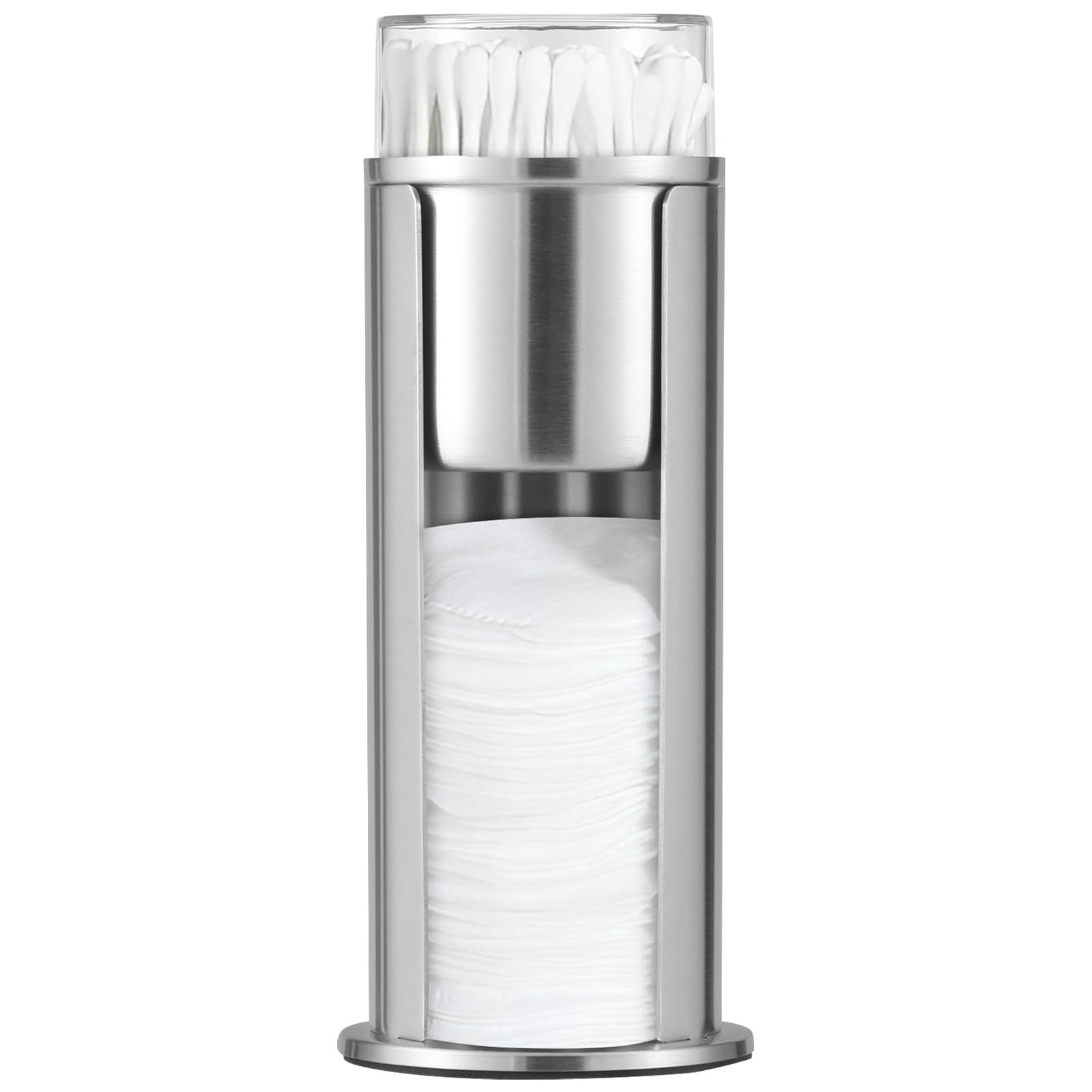 Transparent Acrylic Cotton Bud Holder With Lid - L-Shaped Dispenser For Q-Tips & Cotton Pads, 3.54x2.83x2.83 Inches