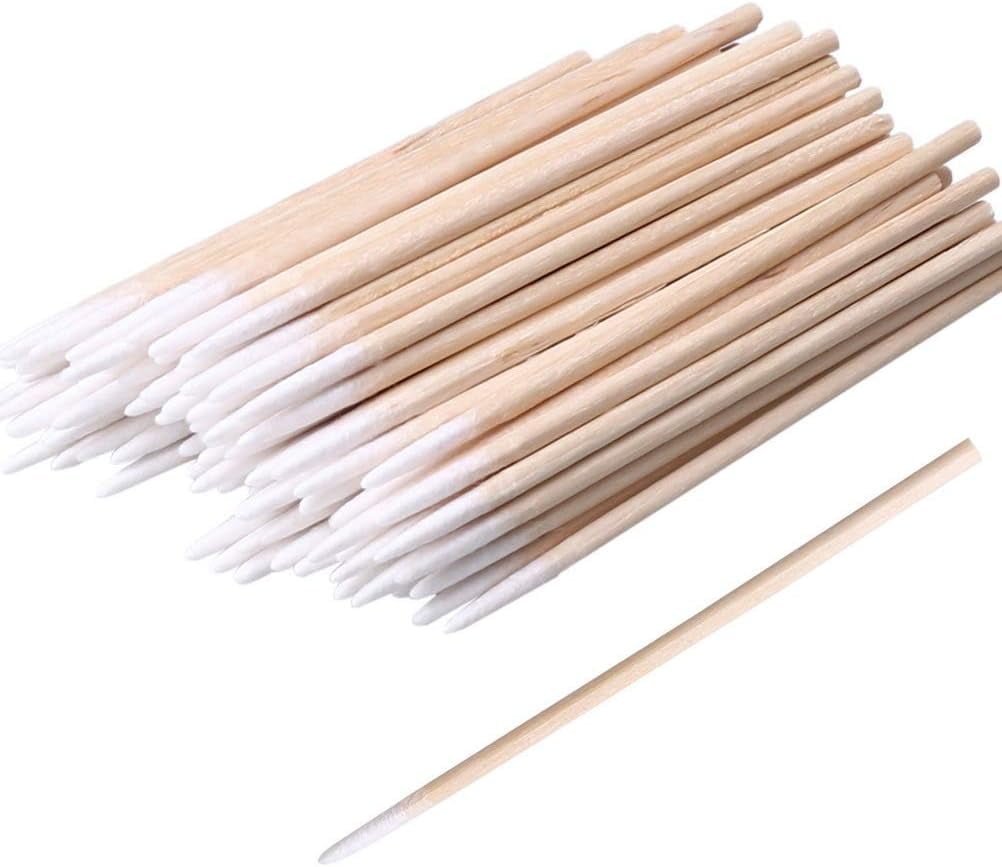 Cotton Buds, 300 pcs Cotton Swab, for Eyebrow Tattoo Beauty Make-up Color Nail Seam Dedicated Dirty Picking, Wood Handle Small Pointed Tip Head