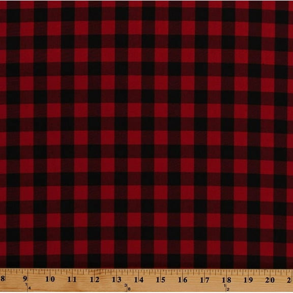 Cotton Buffalo Plaid Gingham Check Checks Checkered Checkers House of Wales Plaids Red Black Woven Cotton Fabric by the Yard (SRK-15079-3RED)
