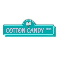Cotton Candy (2 Pack) Plastic Street Sign - 6 Inch X 18 Inch Gift Fair Carnival Food Snack Sweet Treat Sugar Festival Kids Fun Pink