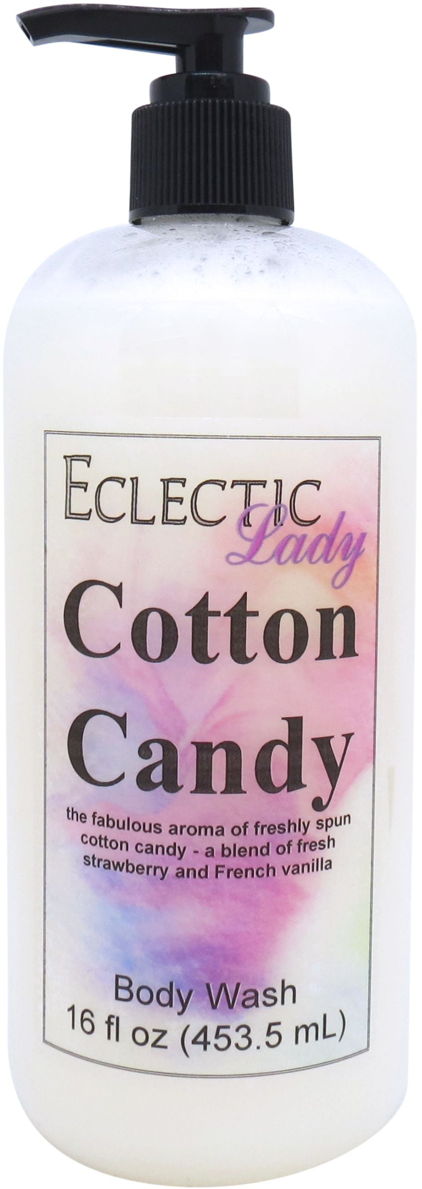 Cotton Candy Body Wash by Eclectic Lady, Liquid Shower Gel for Women and Men, 16 Ounces